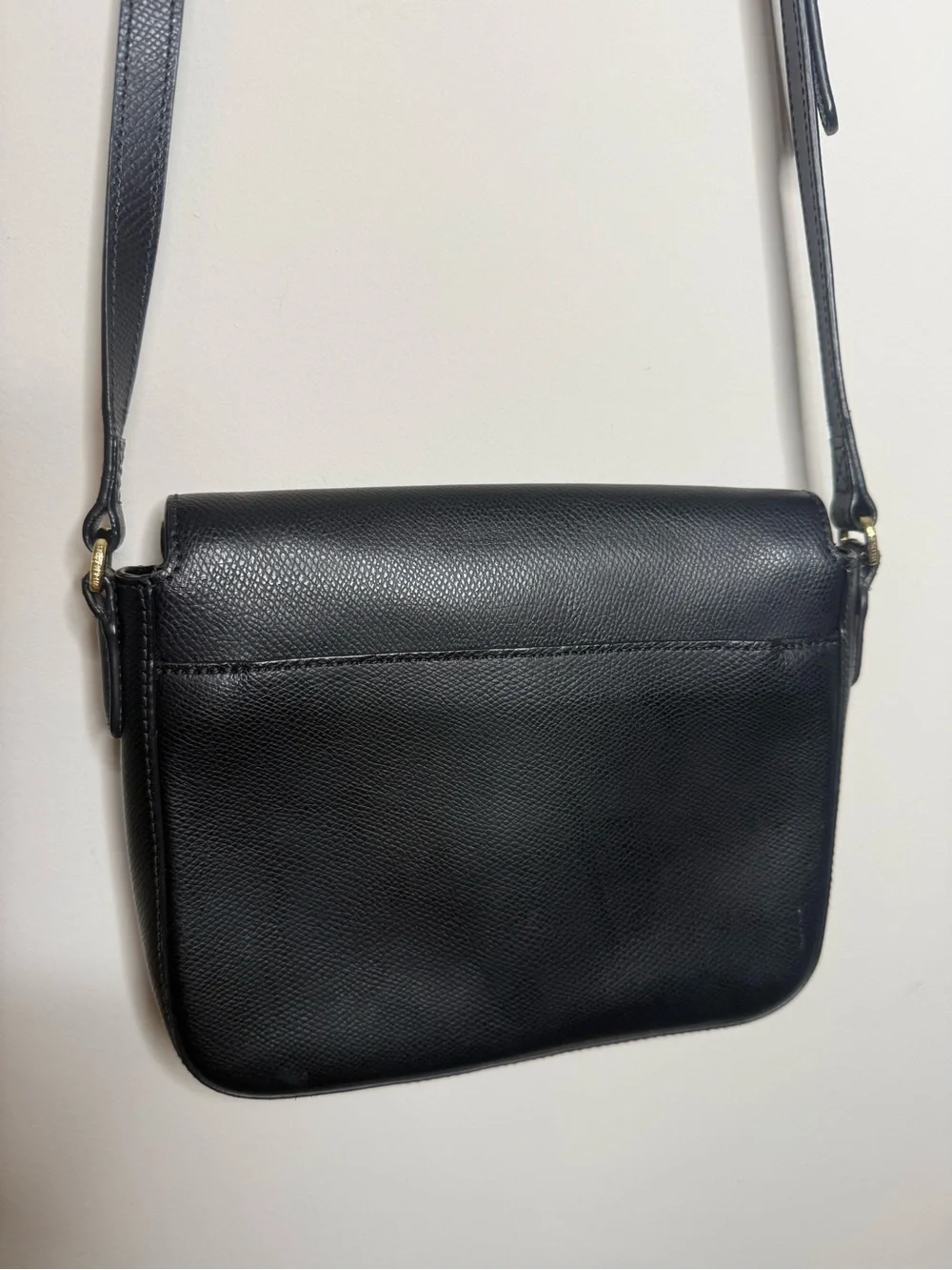 Vera Bradley Black Pebbled Leather Crossbody with Gold Logo